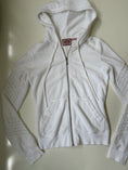 Load image into Gallery viewer, 00's Juicy Couture terrycloth white tracksuit w crochet detail • Size XS-S
