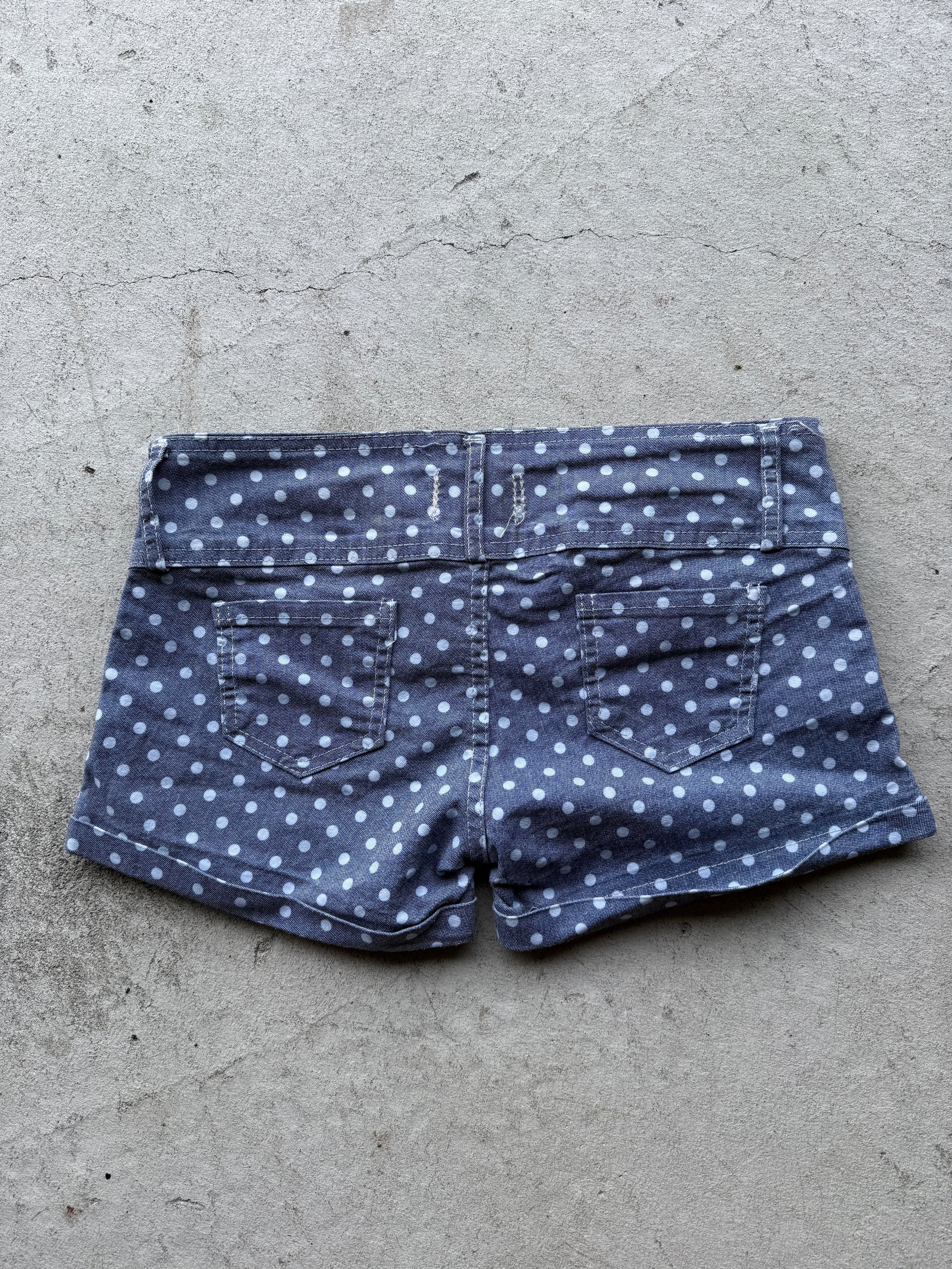 00's Polka dot denim micro shorts • Size 6-8