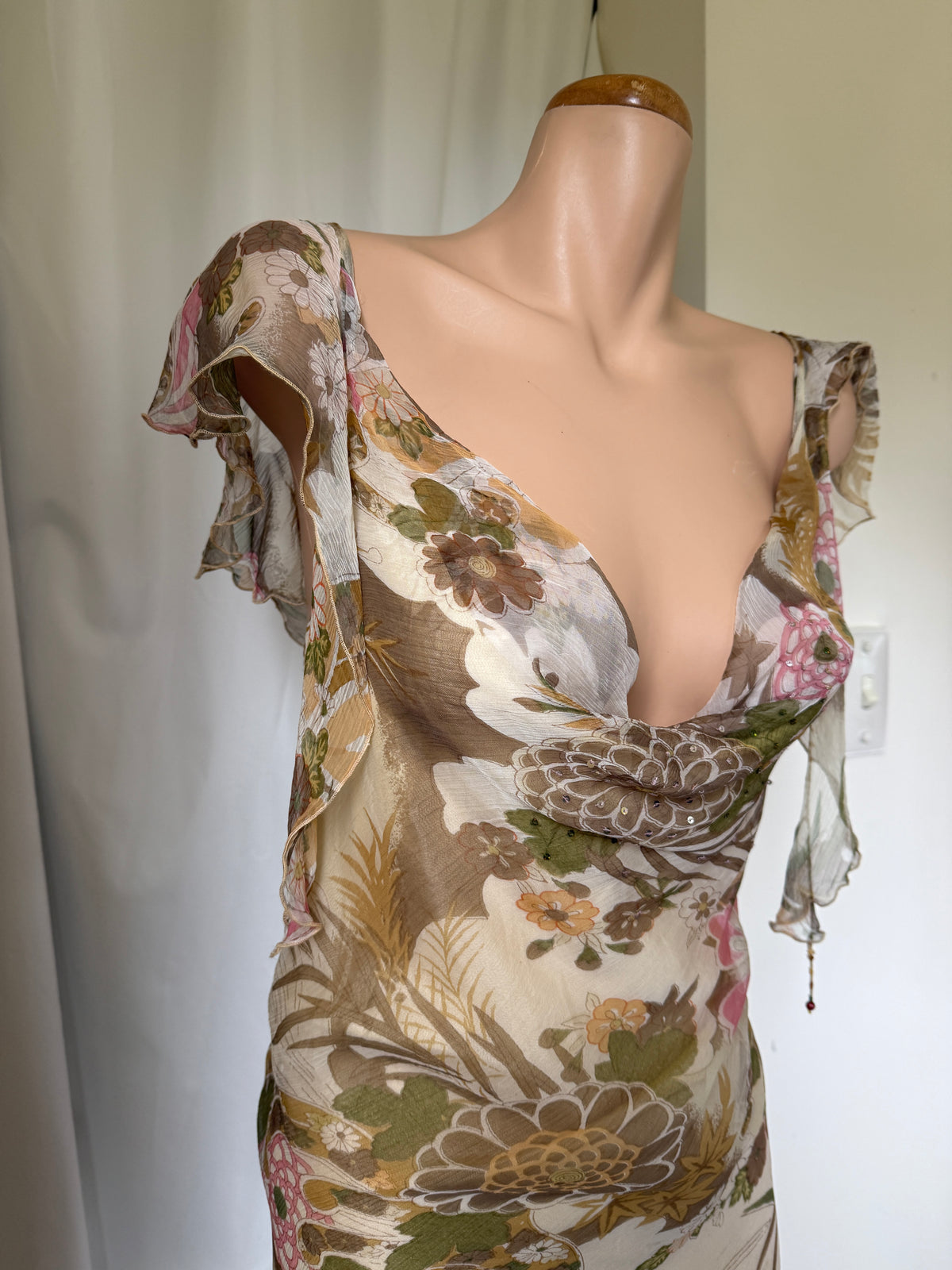 00's Fairy sheer lined sequin maxi w beading • Size 12/14