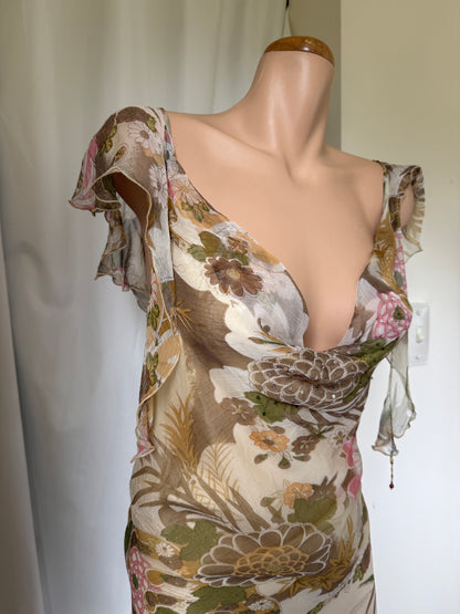 00's Fairy sheer lined sequin maxi w beading • Size 12/14