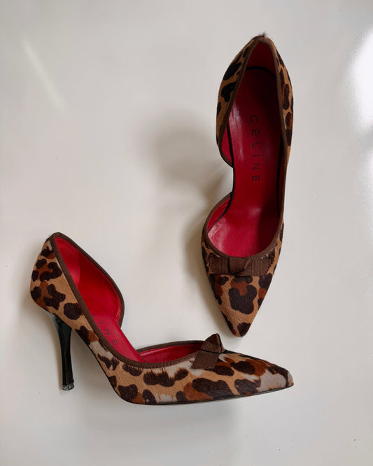 00’s Celine leopard pony hair kitten heels • Size 36