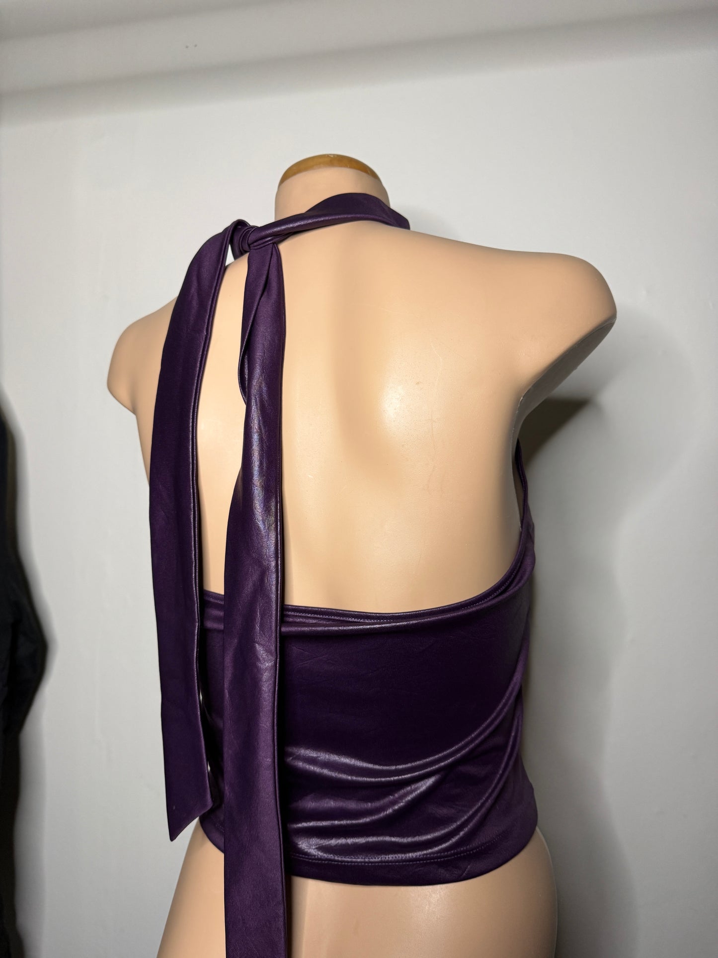 00's Polo Garage leather look halter • Size S