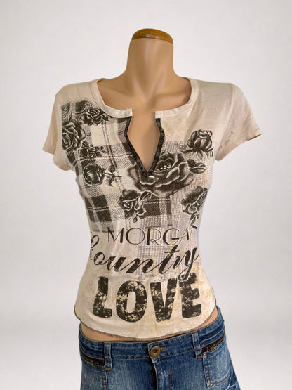 00's Morgan graphic print baby tee • Size M