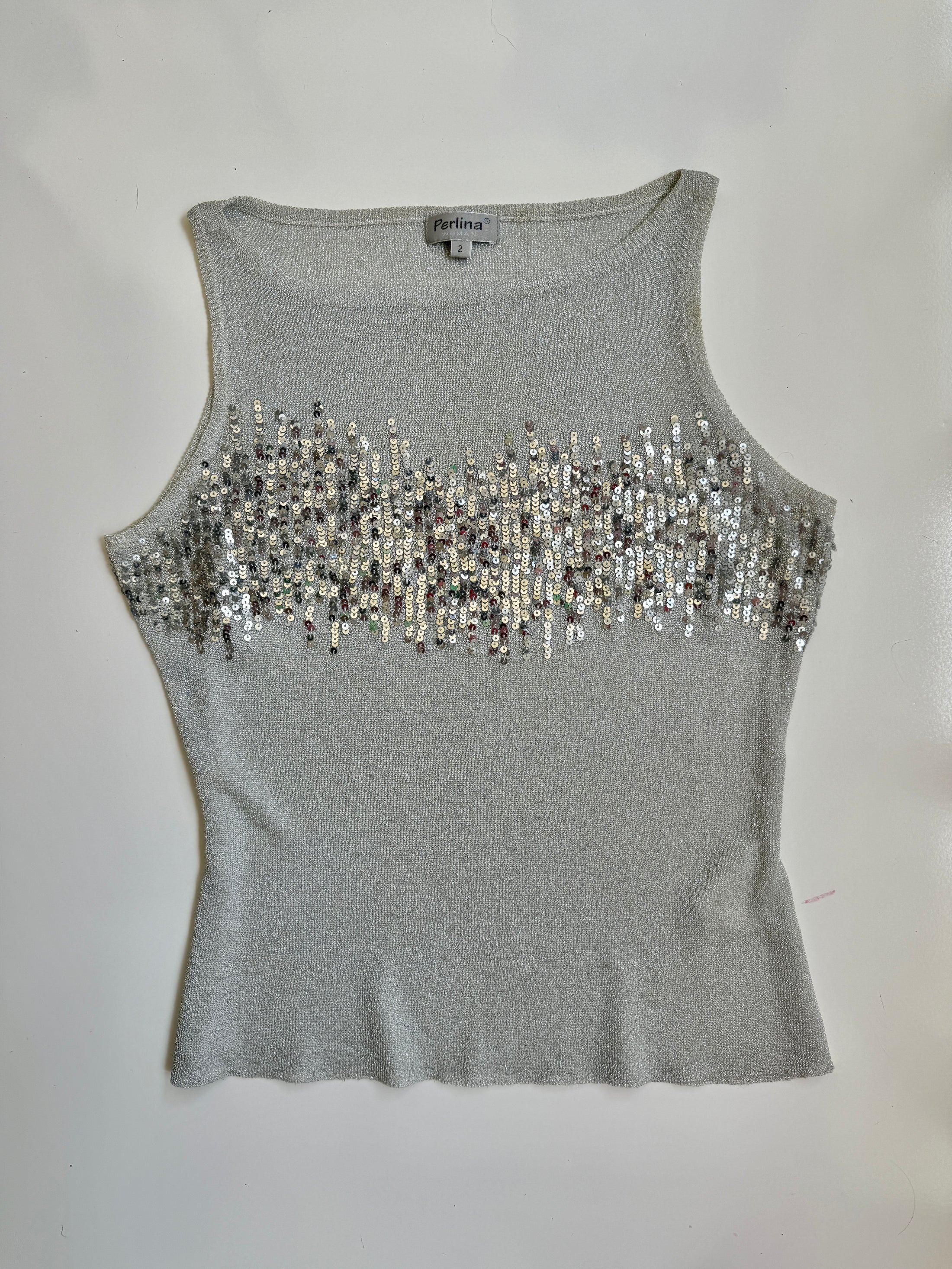 00's Perlina glitter sequin tank • Size L
