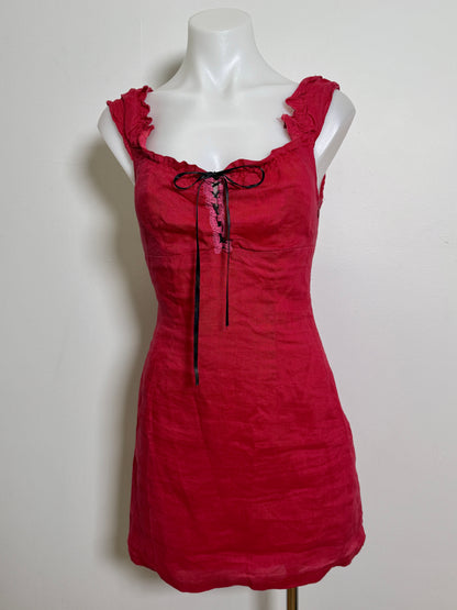 00's Linen milkmaid mini dress • Size S