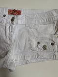 Load image into Gallery viewer, 00's White denim low-rise micro shorts • Size 10-12
