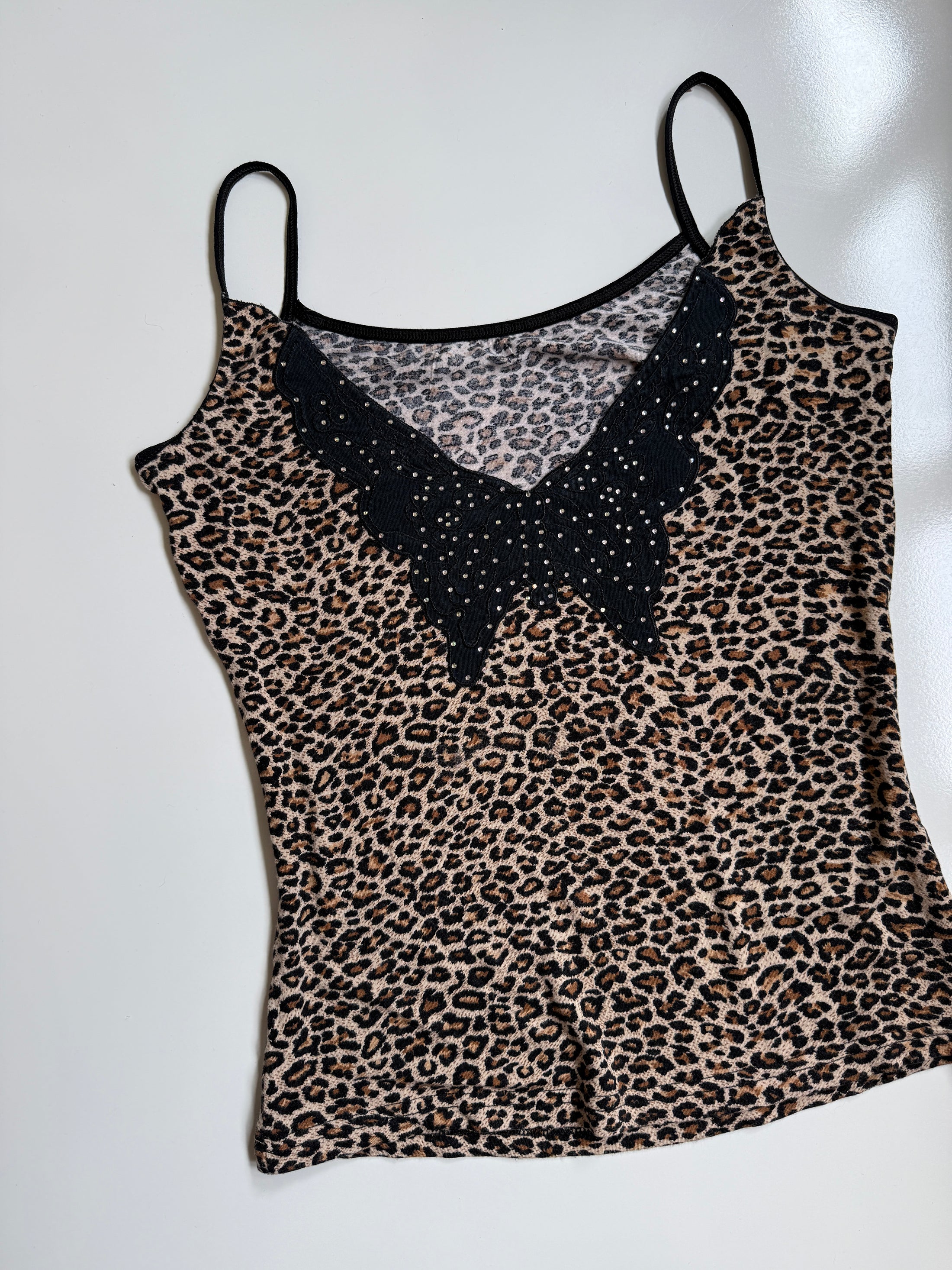 00's Leopard print butterfly cami • Size L