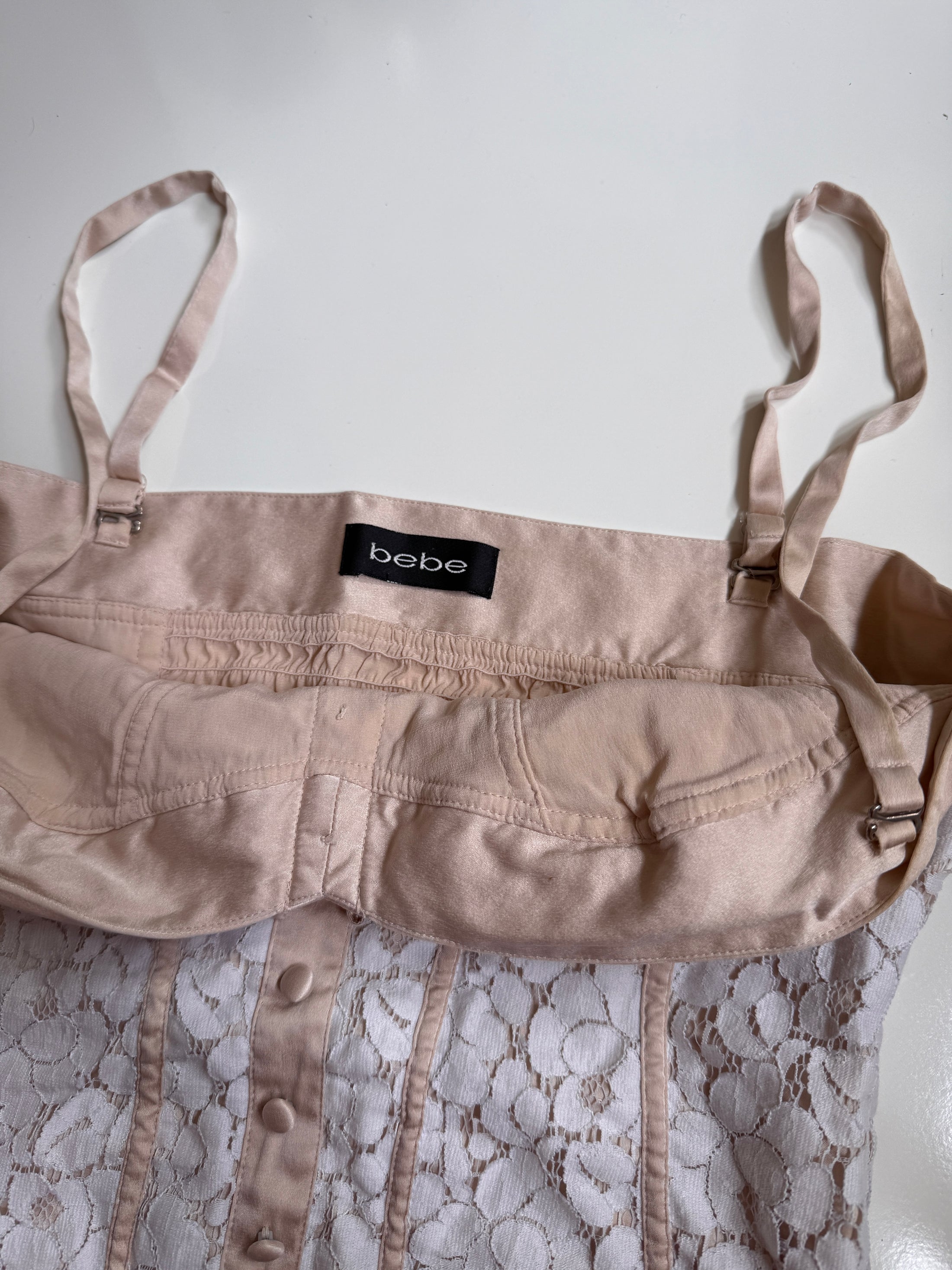 00's Bebe lace silk bustier cami • Size S