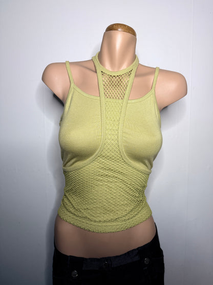 00's Green mesh rave tank • Size S/M