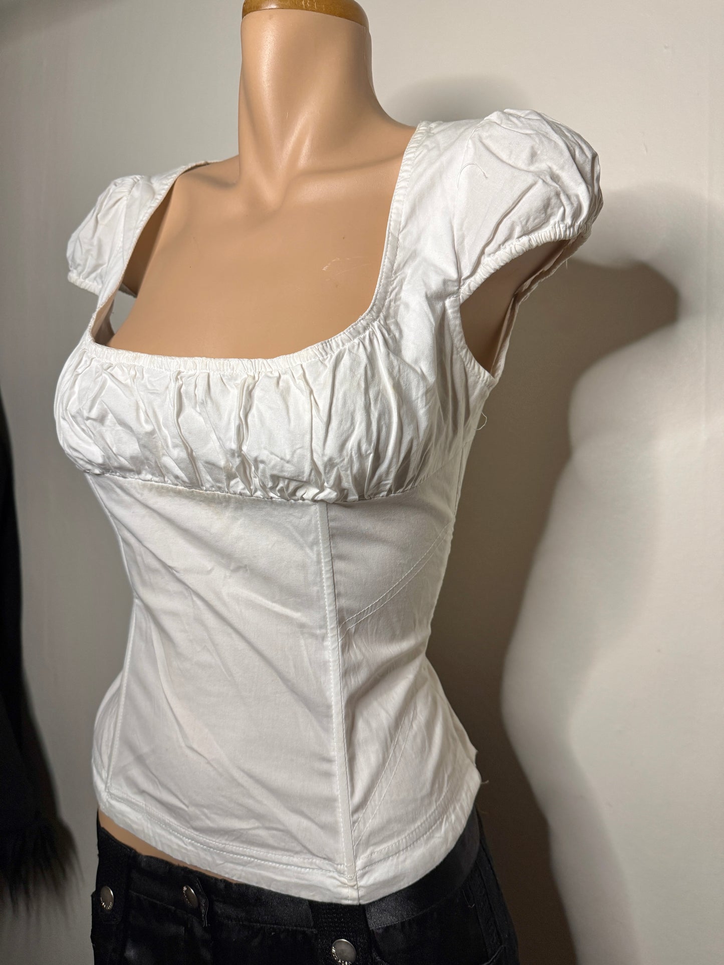 00's Cotton boned milkmaid corset top • Size S