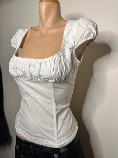 00's Cotton boned milkmaid corset top • Size S