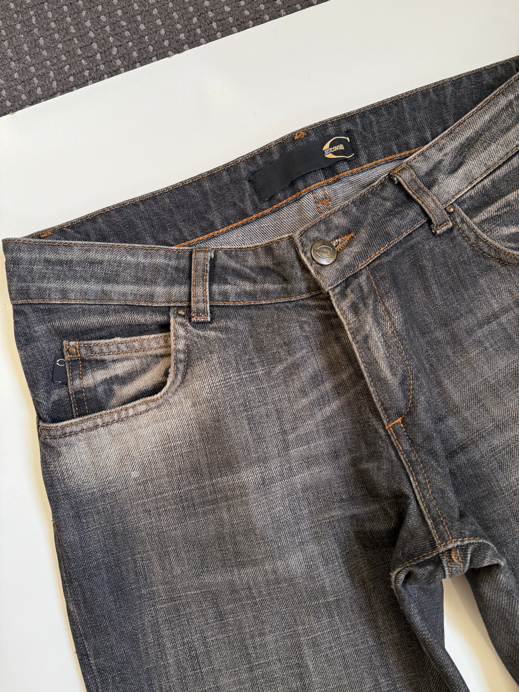 00's Cavalli diamante low-rise flared jeans • Size 10