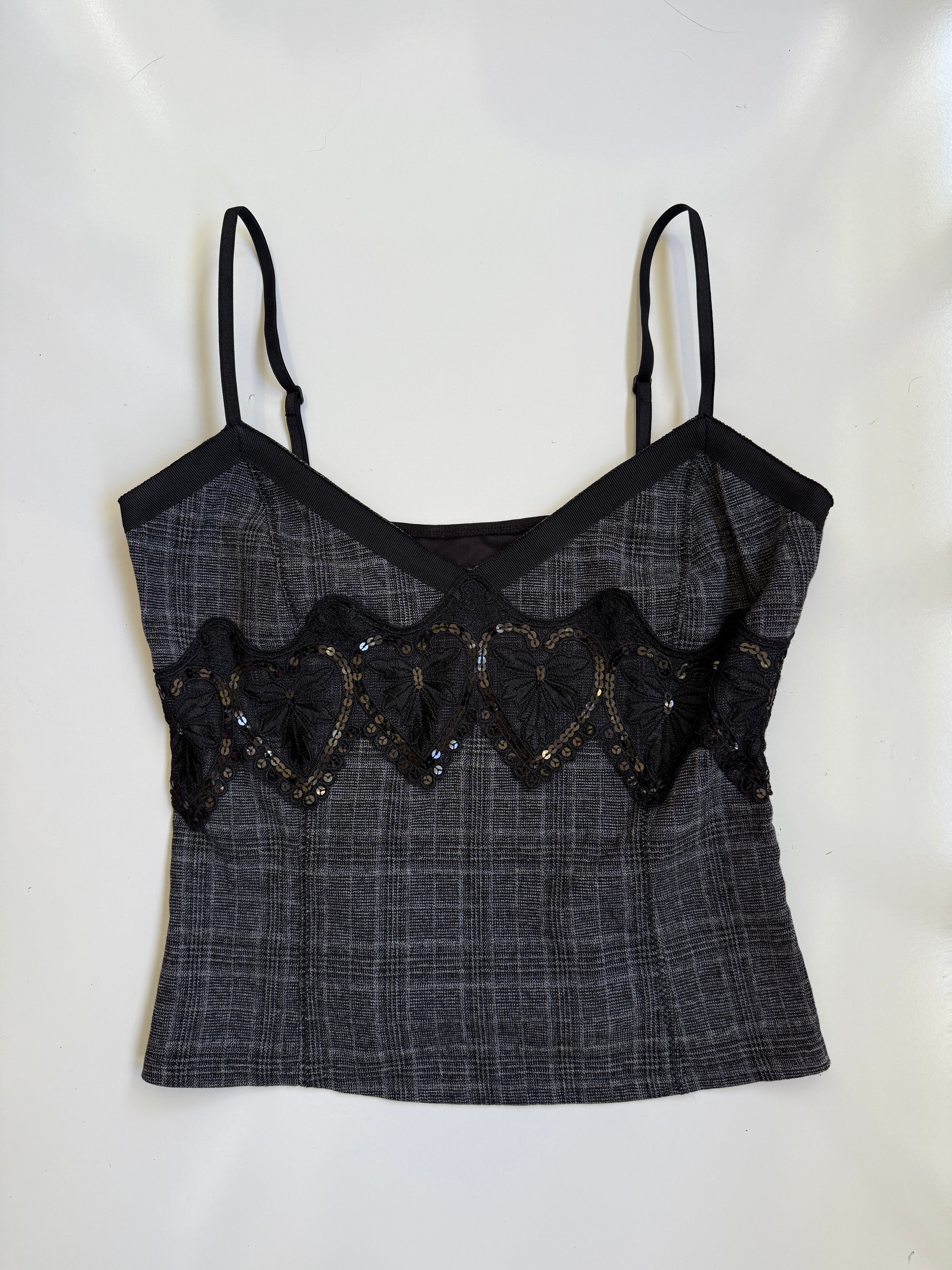 00's Plaid sequin cami • Size M