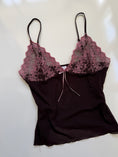 Load image into Gallery viewer, 00's Brown pink mesh embroidered cami • Size M
