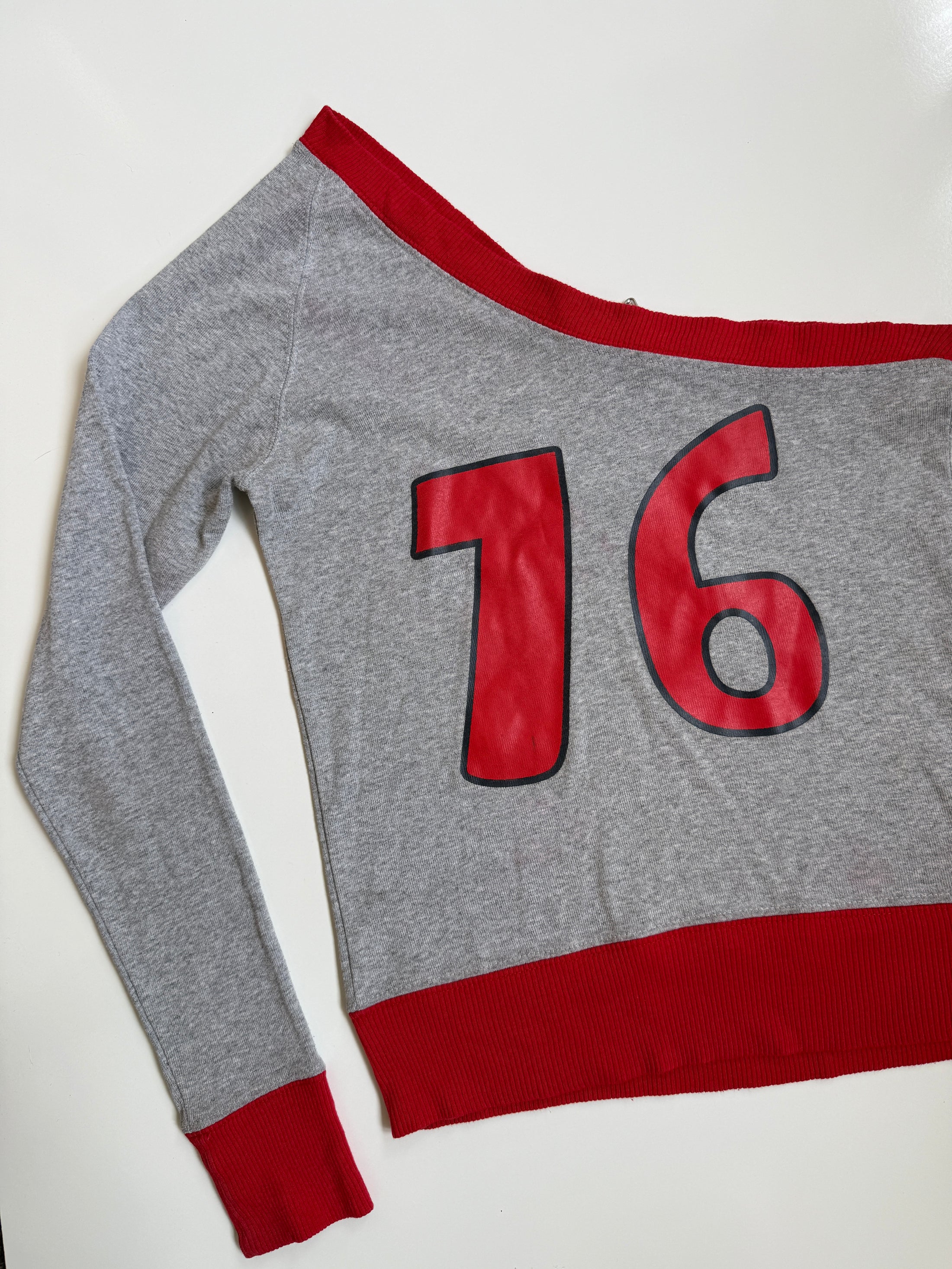 00's Cotton number print one shoulder sweat • Size S