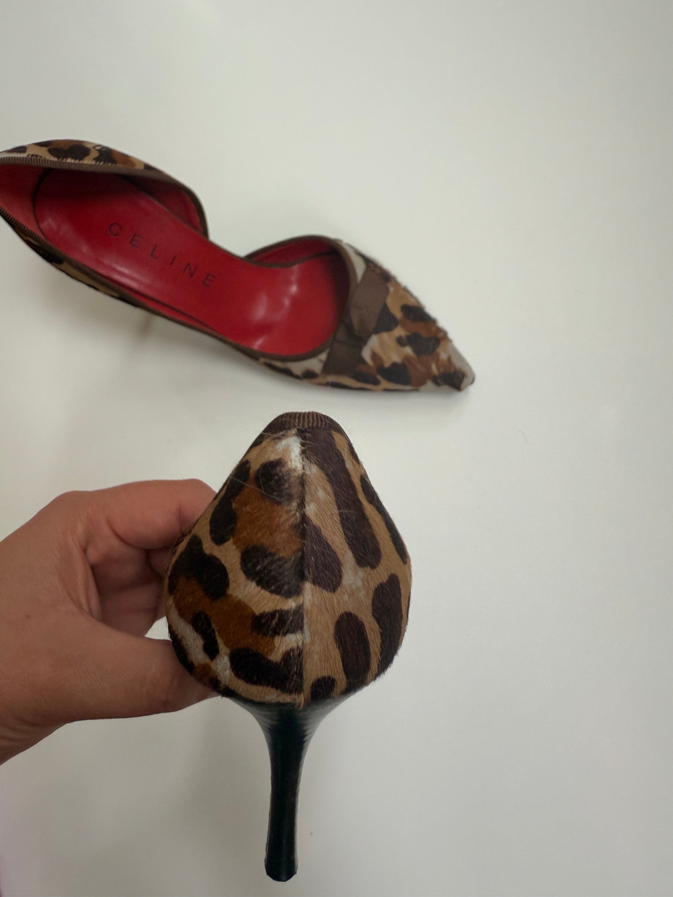 00’s Celine leopard pony hair kitten heels • Size 36