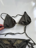 Load image into Gallery viewer, 00's Khaki embroidered bikini set • Size S
