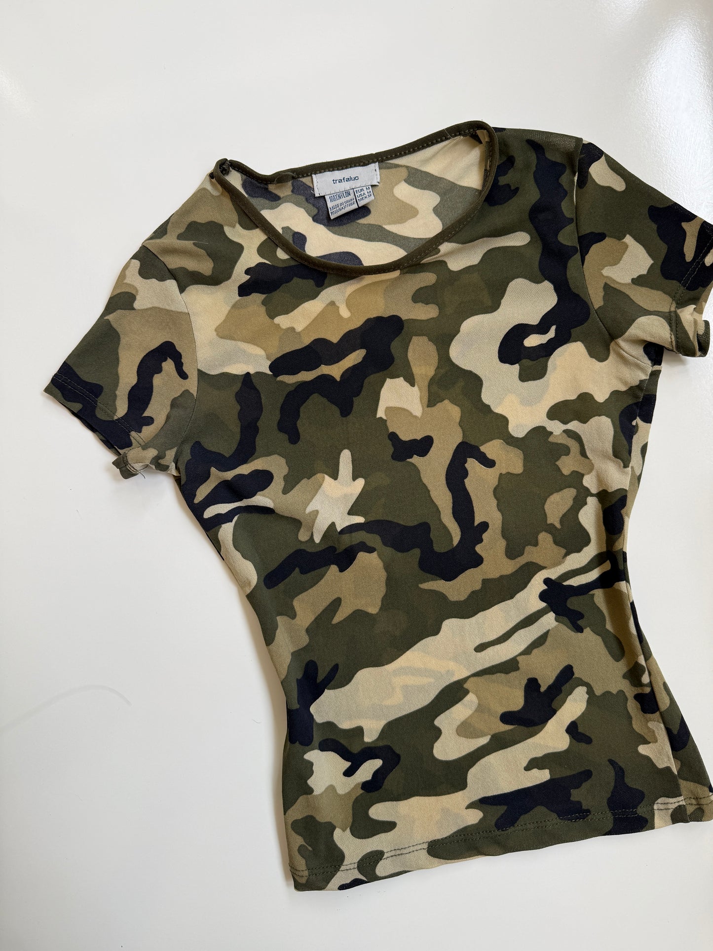 00's Zara camo mesh baby tee • Size XS/S