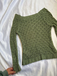 Load image into Gallery viewer, 00's khaki crochet off shoulder knit
