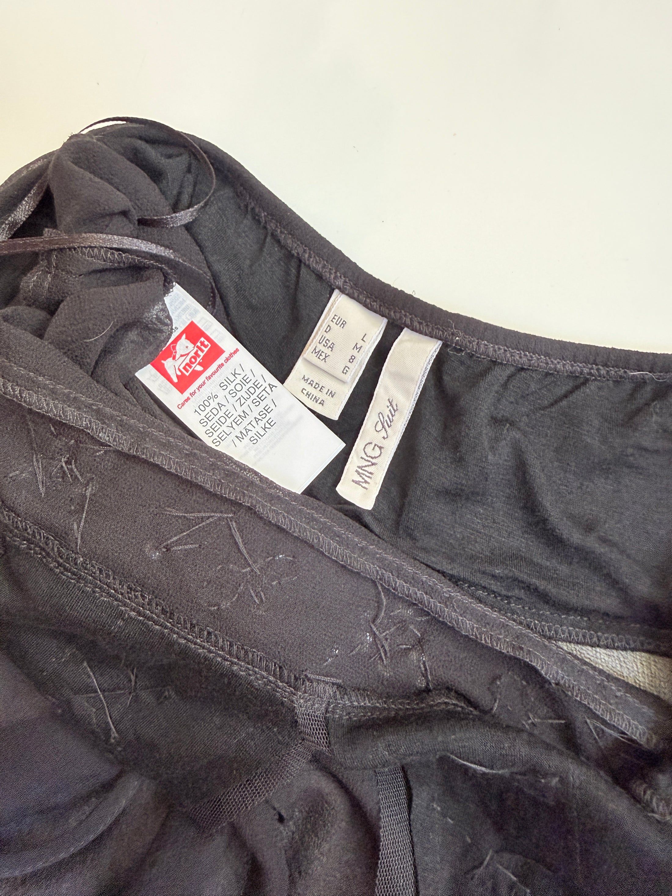 00's Mango sheer silk beaded halter *Black • Size M