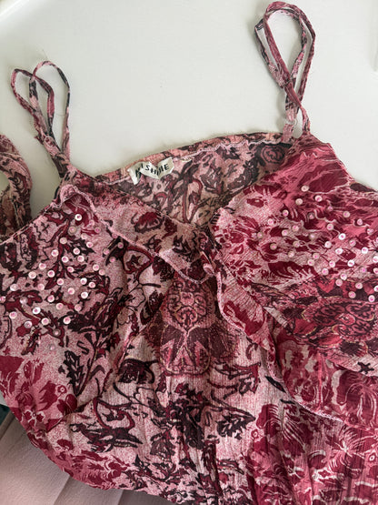 00's Fairy beaded asym sheer cami • Size 12
