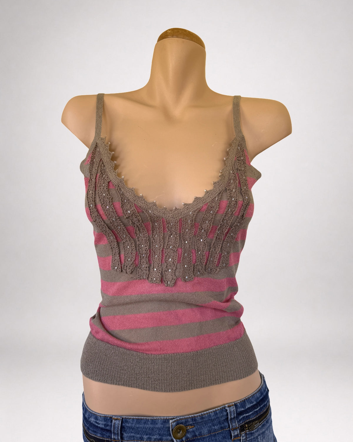 00s Sisley striped beaded cami • Size S