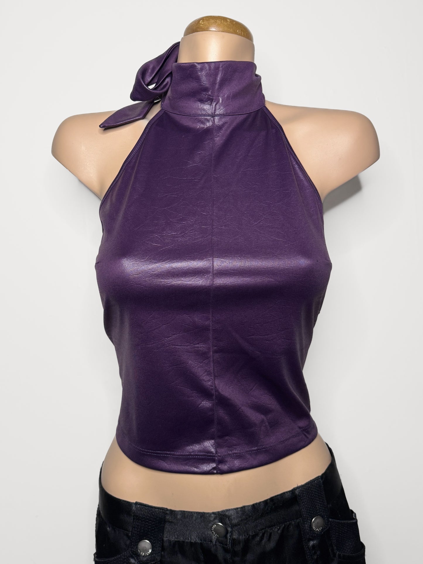 00's Polo Garage leather look halter • Size S