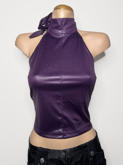 00's Polo Garage leather look halter • Size S