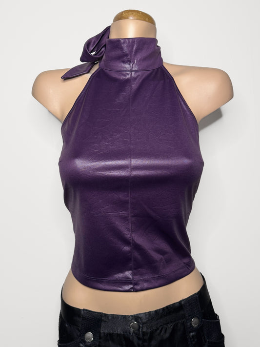 00's Polo Garage leather look halter • Size S