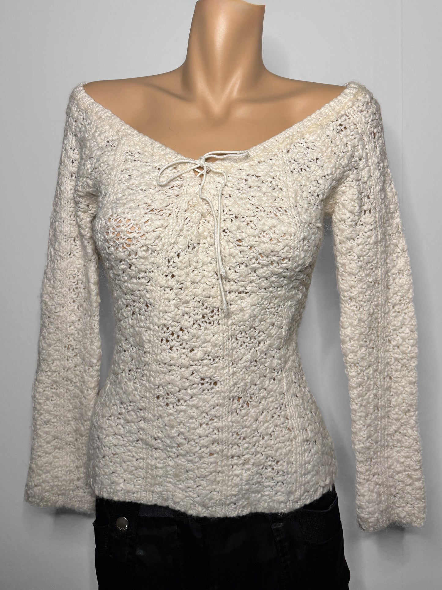 00's Morgan wool blend lace up knit • Size S