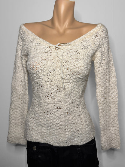 00's Morgan wool blend lace up knit • Size S