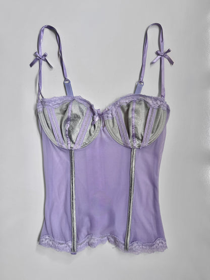00's Lilac mesh corset w mint green trim • Size 8/10