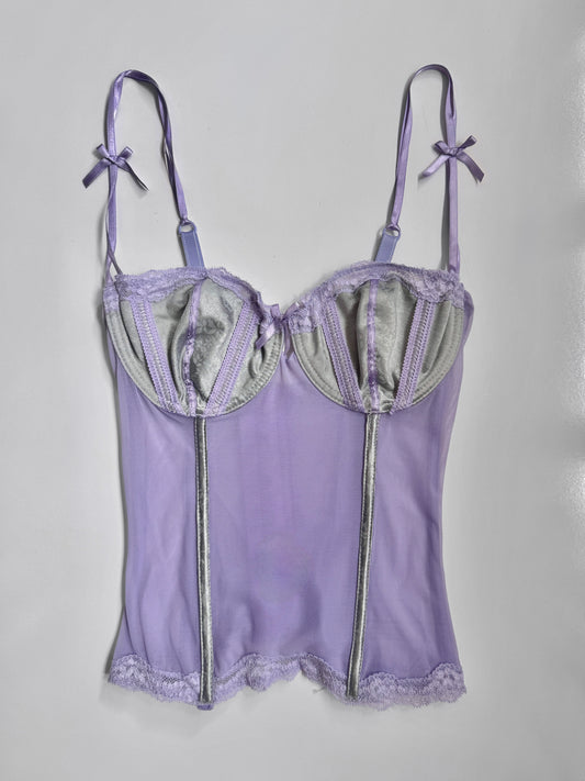 00's Lilac mesh corset w mint green trim • Size 8/10