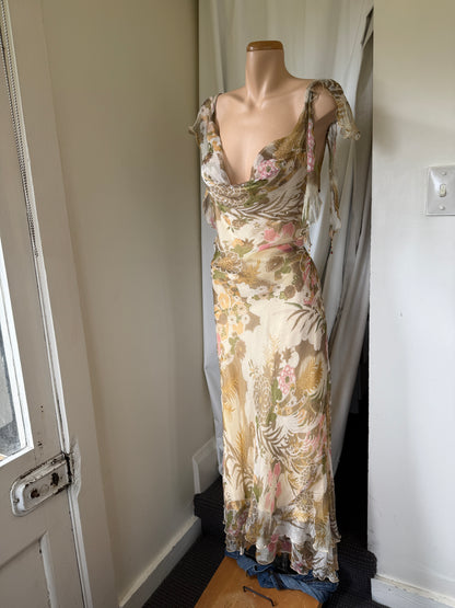 00's Fairy sheer lined sequin maxi w beading • Size 12/14