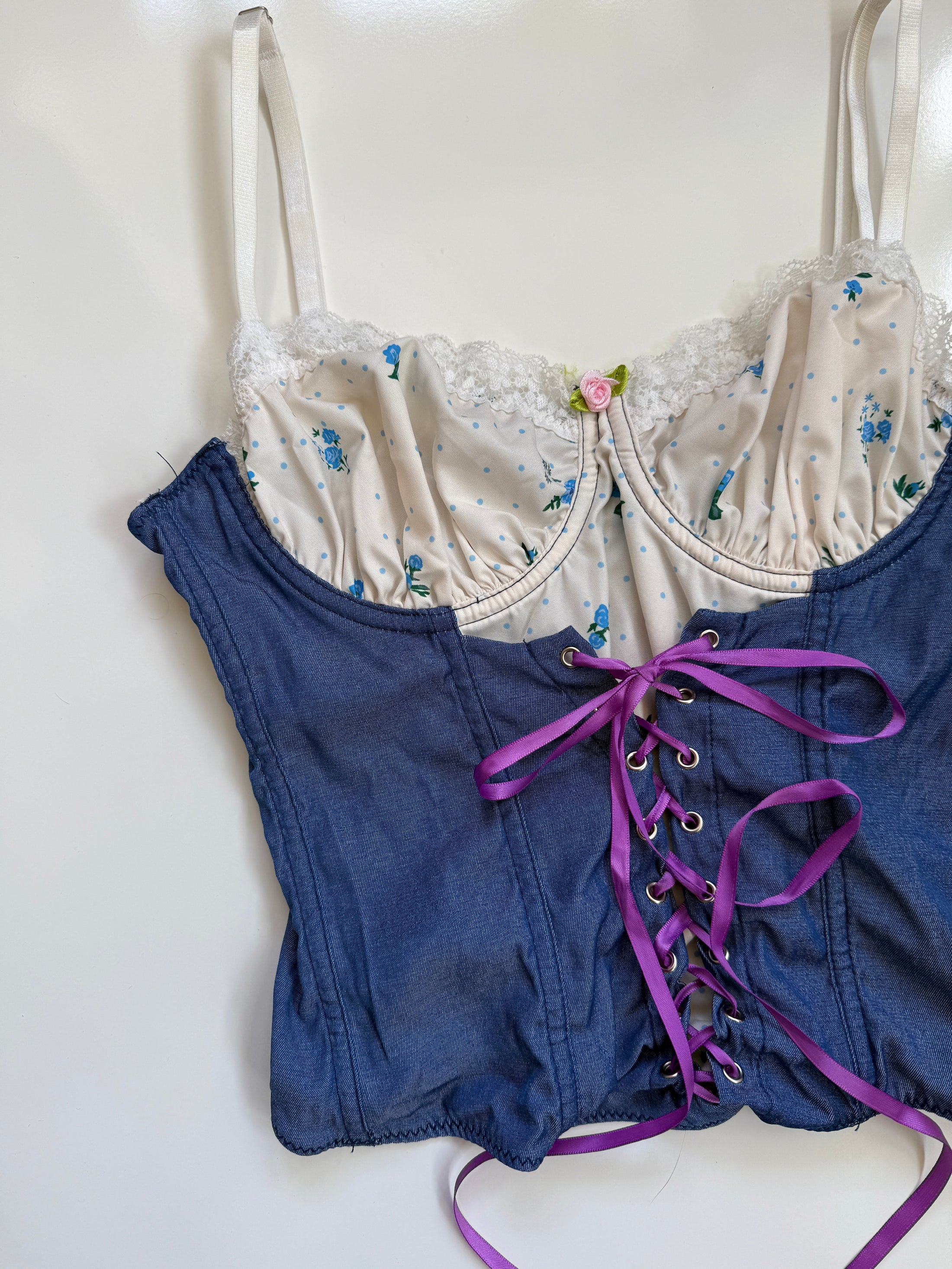 Ribbon lace up corset top • Size 10