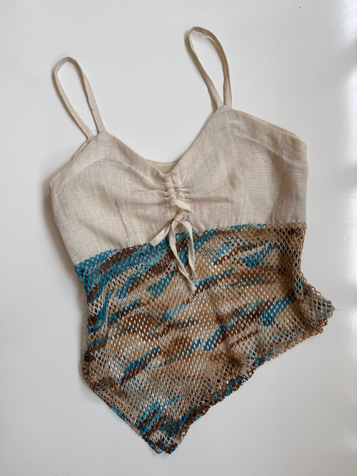 00's Cotton asym cami w mesh camo detail • Size M