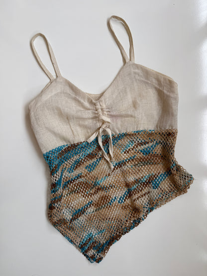 00's Cotton asym cami w mesh camo detail • Size M