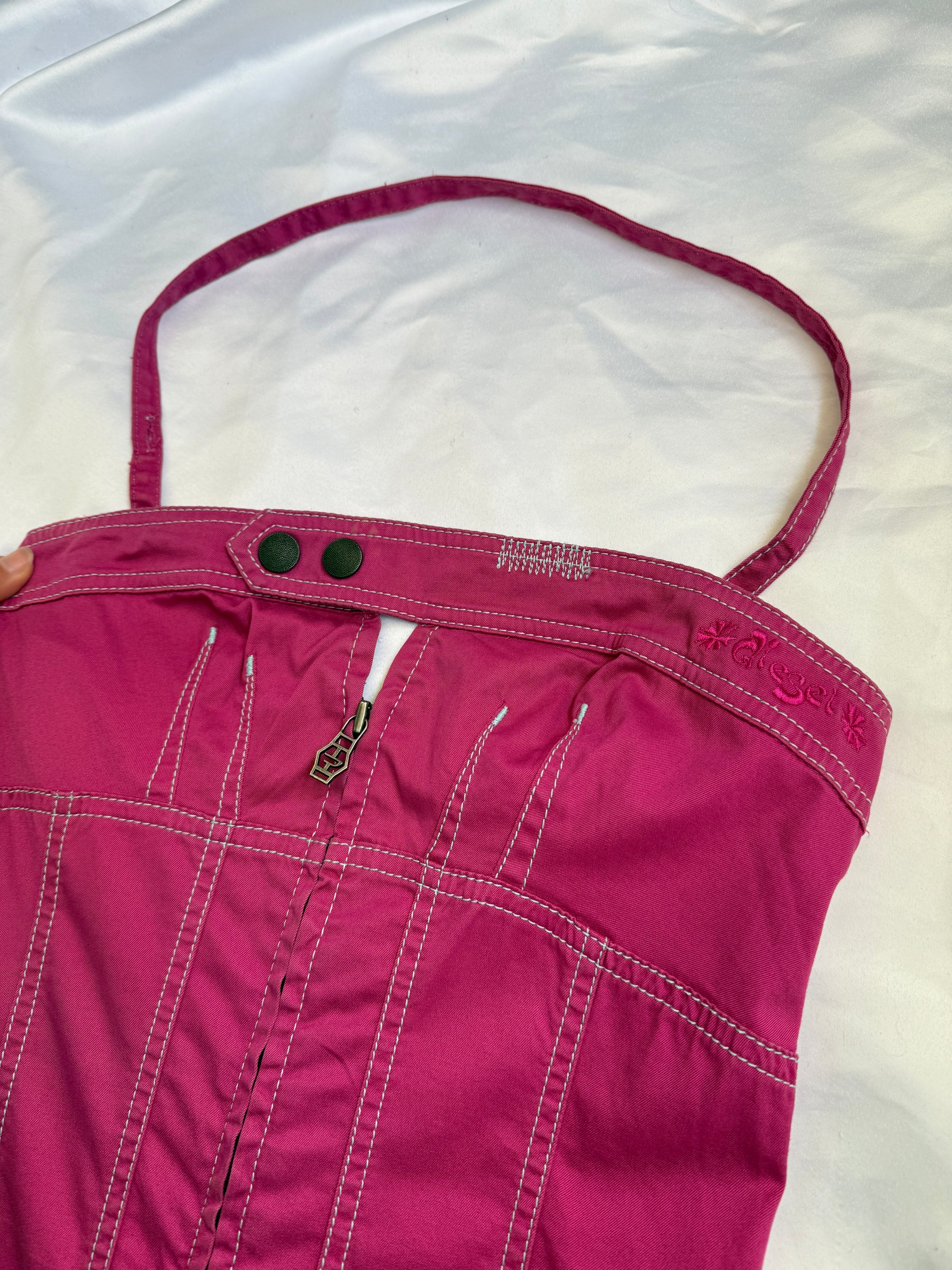 Rare 00's Diesel Pink halter mini dress