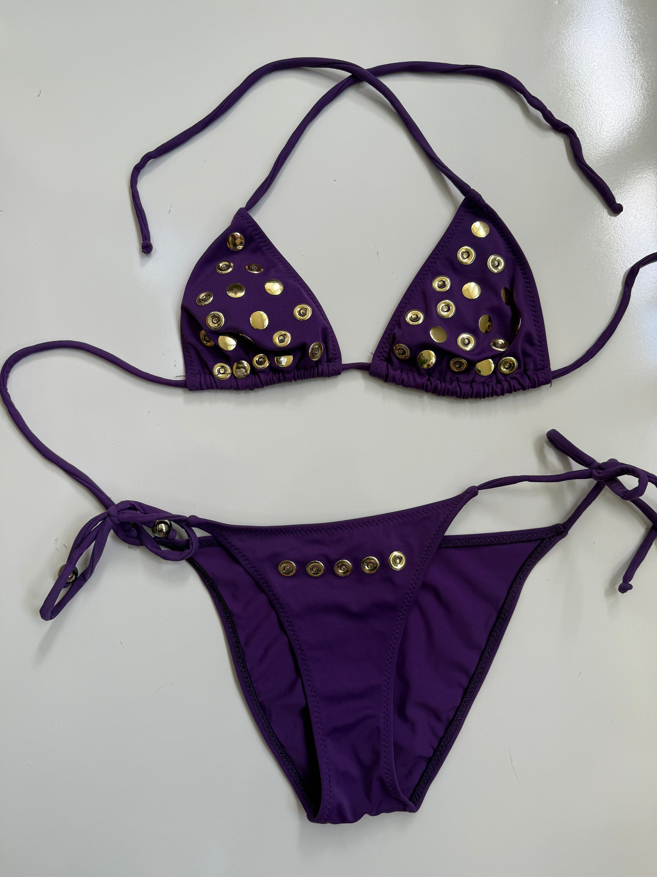 00's Purple Sequin detail bikini set • Size S