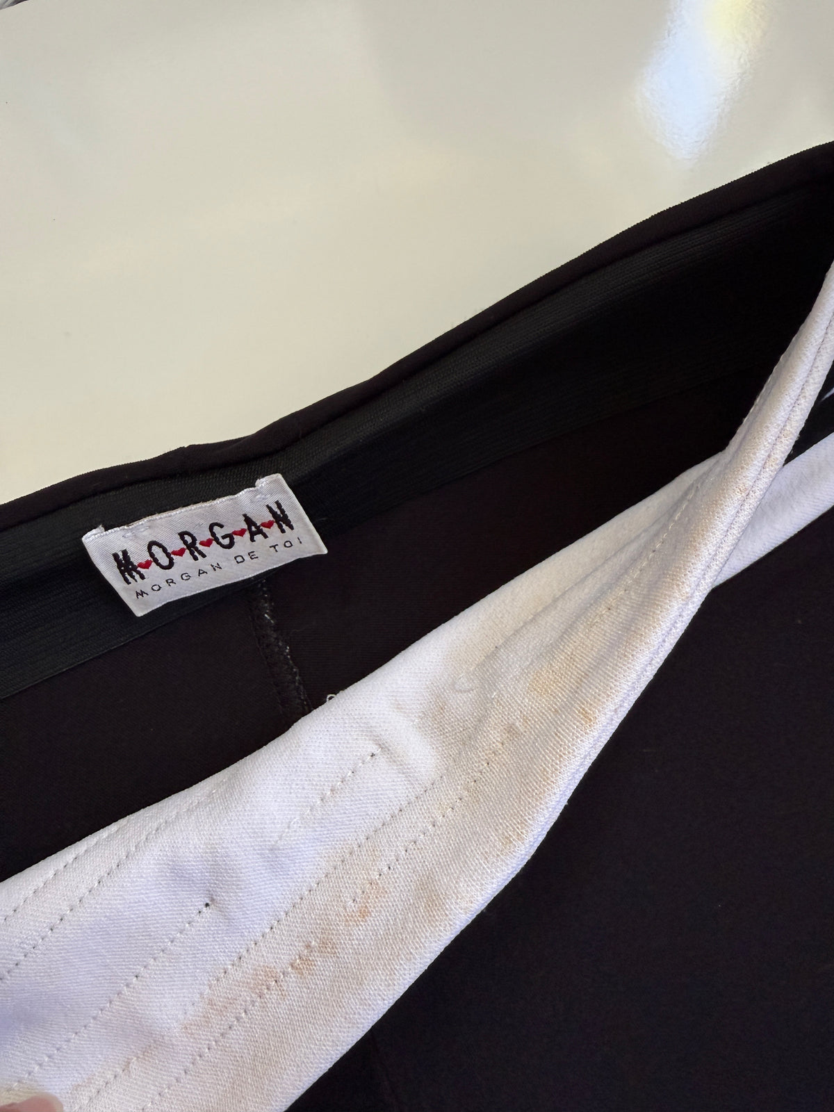 90s Morgan nylon trousers w metal plaque detail • Size 8