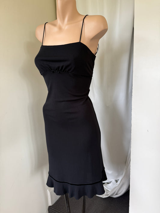 90's/00's Next fine mesh midi w velvet trim and bow detail • Size 8