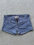 Load image into Gallery viewer, 00's Polka dot denim micro shorts • Size 6-8

