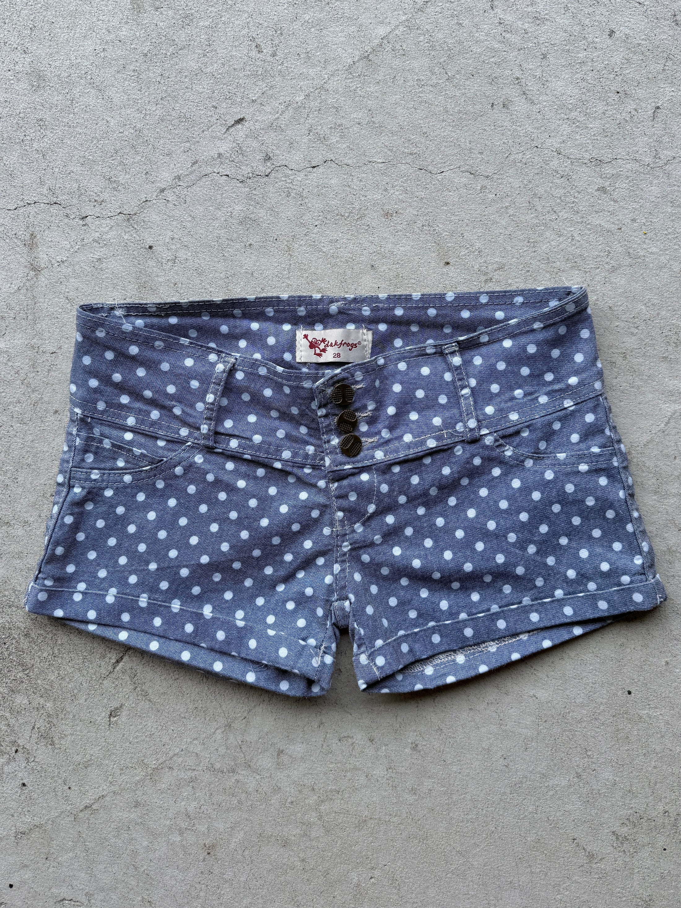 00's Polka dot denim micro shorts • Size 6-8