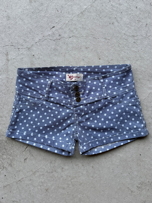 00's Polka dot denim micro shorts • Size 6-8