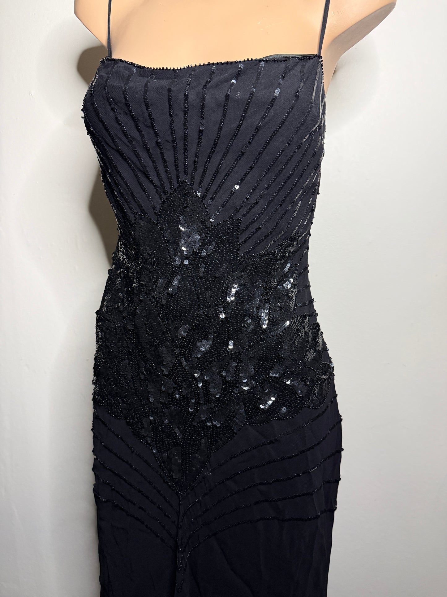 00's Mango full embellished/sequin sheer midi dress • Size S