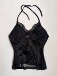 Load image into Gallery viewer, Deadstock 00's mesh velvet imprinted halter • Size M
