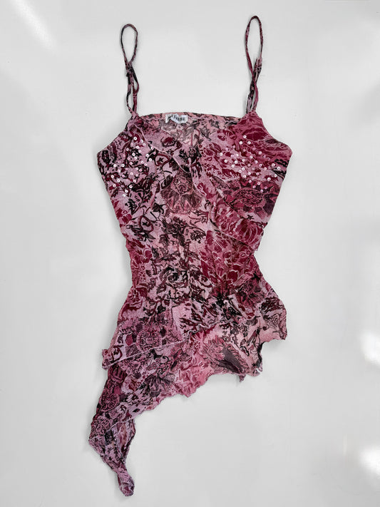 00's Fairy beaded asym sheer cami • Size 12