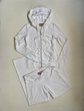 Load image into Gallery viewer, 00's Juicy Couture terrycloth white tracksuit w crochet detail • Size XS-S
