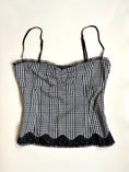 Load image into Gallery viewer, 00's Mango cotton plaid cami w lace trim • Size S
