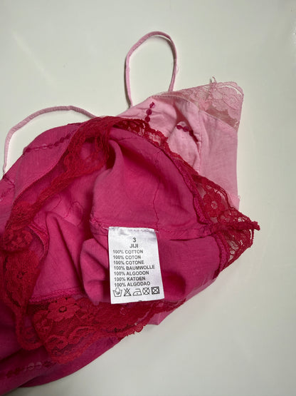 00's Cotton sequin cami w lace trim • Size L